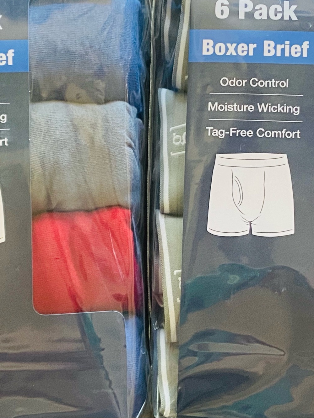 Two packs sold together. 6-Pack Men's Boxer Briefs Large